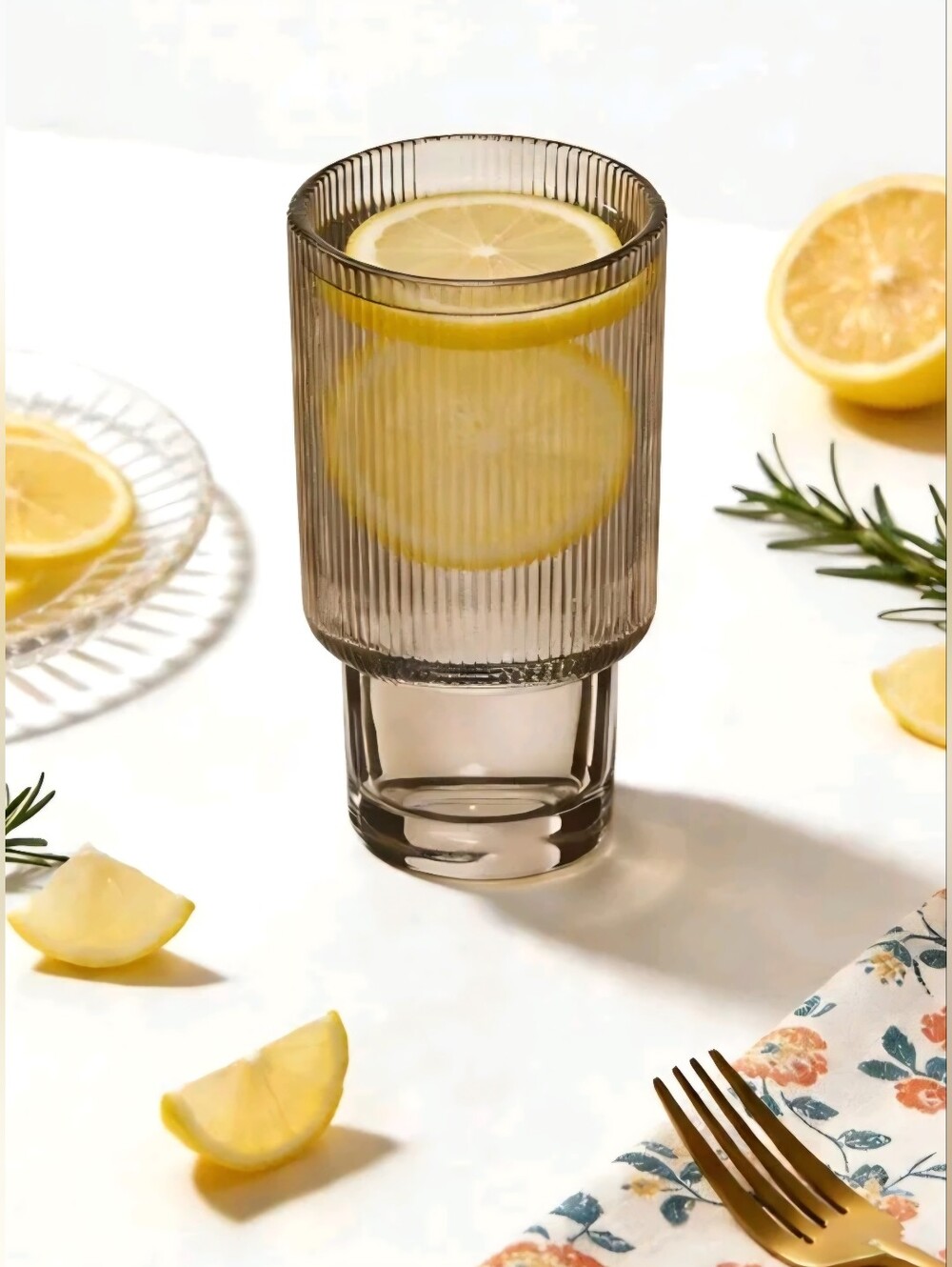 Better Homes & Gardens Brown Stackable Ribbed Highball Glass